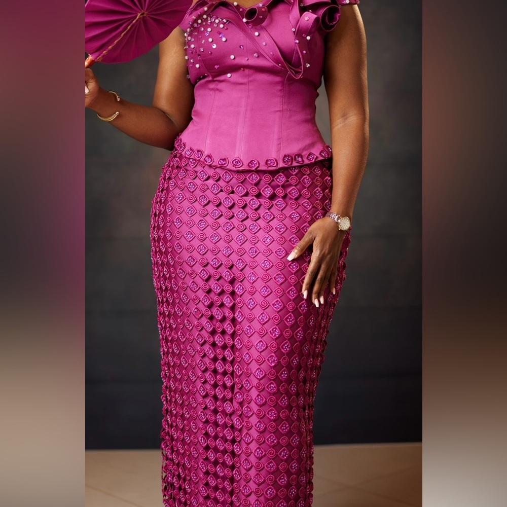 Elegant Pink African Tailored Outfit